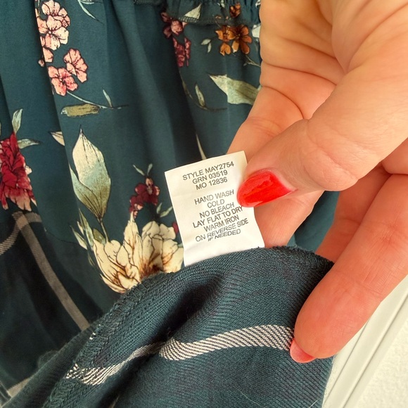 Anthropologie Fig & Flower Floral Plaid Forest Green Midi Dress Large NWT - Picture 7 of 9